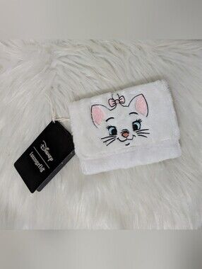 Loungefly x Disney Aristocats White & Pink Marie Fuzzy Flap Wallet New!